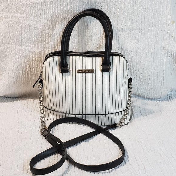 Madden Girl Handbags - Madden Girl black&white pinstripe convertible bag